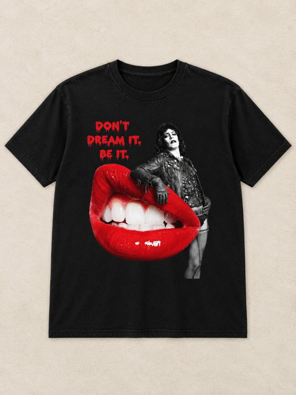 Don't Dream It Be It Graphic T-Shirt, Red Lips Goth Punk Rock Tee, Alternative